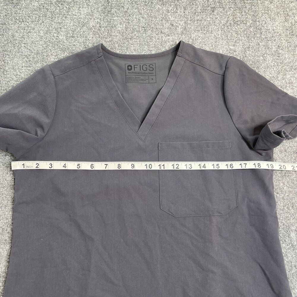 Figs Scrub Top Womens Size Small Technical Collection Front Pocket Gray - Picture 4 of 6